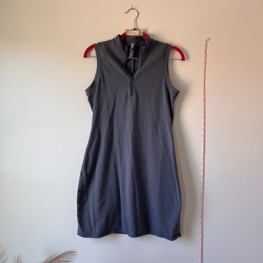 Skims Dark Grey Blue Bodycon Mini Dress | Quarter Zip | Size L